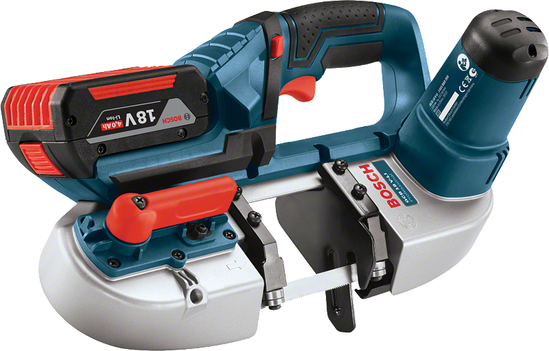 Bosch GCB 18.0 V-LI コードレスバンドソー、切断深さ 63.5 mm。.