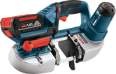 Bosch GCB 18.0 V-LI コードレスバンドソー、切断深さ 63.5 mm。