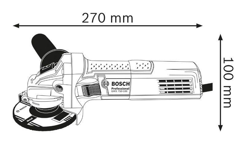 BOSCHディスクグラインダー　GWS７-１２５ GWS 750-100 ディスクグラインダー 100mm 1台 BOSCH(ボッシュ