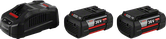 充電器とバッテリー 2 個が付いたBosch 36V バッテリー スターター セット。