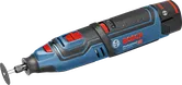 Bosch GRO 12V-35 コードレス回転工具、12V バッテリー。
