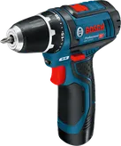 人間工学に基づいたグリップを備えたBosch GSR 12V-15 コードレス ドリル ドライバー。