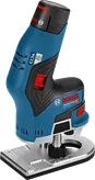Bosch GKF 12V-8 コードレスパームルーター、人間工学に基づいたグリップ。