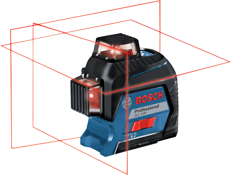 360°ライン投影機能を備えたBosch GLL 3-80レーザーレベルツール。.