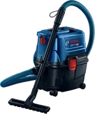 Bosch GAS 15 湿式/乾式抽出機（10 リットル容器付き）。