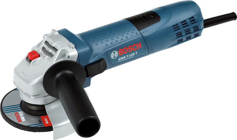 125 mm ディスクを備えたBosch GWS 7-125 T アングルグラインダー。.