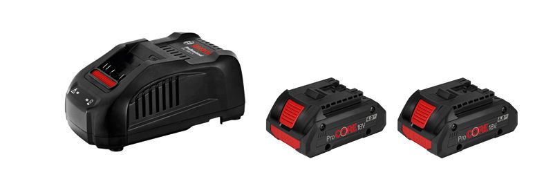 ProCORE18V 4.0Ah×2 + GAL 1880 CV 18V ProCORE 4.0Ah バッテリー 2 個と充電器が付いたBoschスターター セット。.