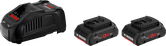 Bosch 2x ProCORE18V 4.0Ah バッテリーと GAL 1880 CV 充電器。