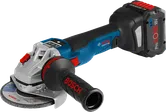 Boschコードレス アングル グラインダー GWS 18V-10 SC、8.0Ah バッテリー搭載。