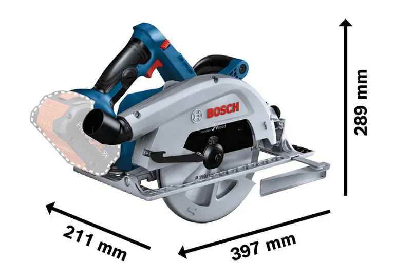 Bosch GKS 18V-68 C コードレス丸鋸（190mm ブレード付き）。.