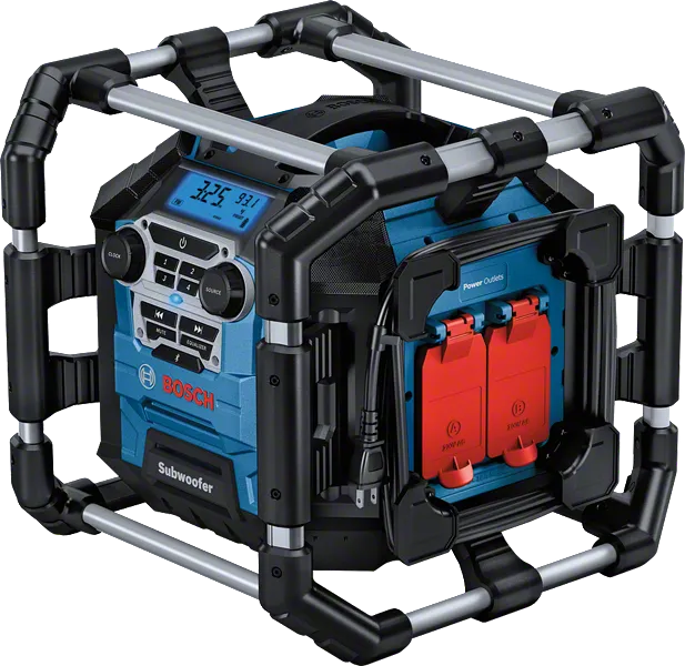 Bosch GPB 18V-5 C 現場用ラジオ（電源コンセント付き）。.