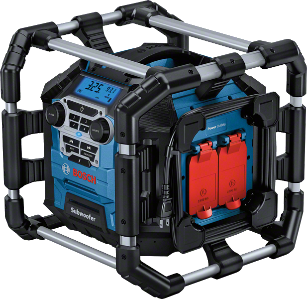 Bosch GPB 18V-5 C 現場用ラジオ（電源コンセント付き）。.