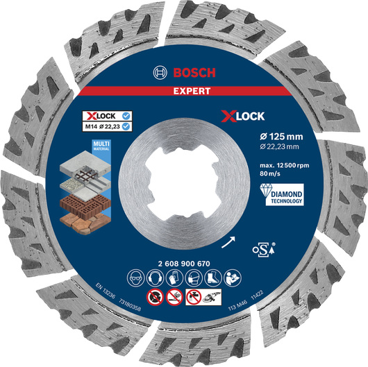 EXPERT Multi Material ダイヤモンドカッティングディスク Bosch EXPERT MultiMaterial X-LOCK ダイヤモンド切削ディスク 125 mm。.