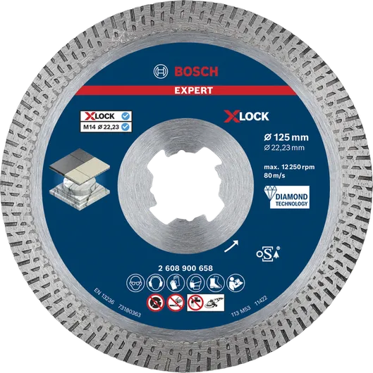 EXPERT Hard Ceramic ダイヤモンドカッティングディスク Bosch EXPERT ハードセラミック X-LOCK ダイヤモンド切断ディスク 125mm。.