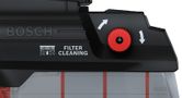フィルタークリーニングノブを備えたBosch GDE 28 D 集塵機。