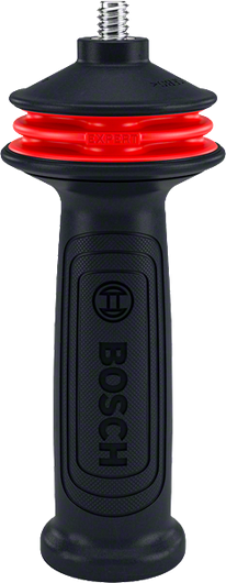 EXPERT Handle Vibration Control Bosch EXPERT 振動制御ハンドル M10、黒色で赤色のリング付き。.