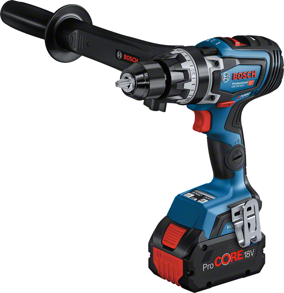 Bosch GSB 18V-150 C サイドハンドル付きコードレスコンビドリル。.