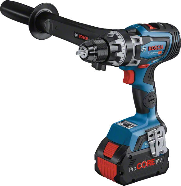 Bosch GSR 18V-150 C サイドハンドル付きコードレスドリル。.