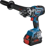 Bosch GSR 18V-150 C サイドハンドル付きコードレスドリル。