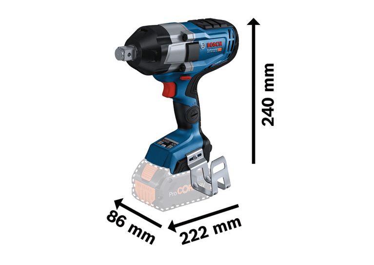 Bosch GDS 18V-1050 HC コードレスインパクトレンチ、最大トルク 1050 Nm。.