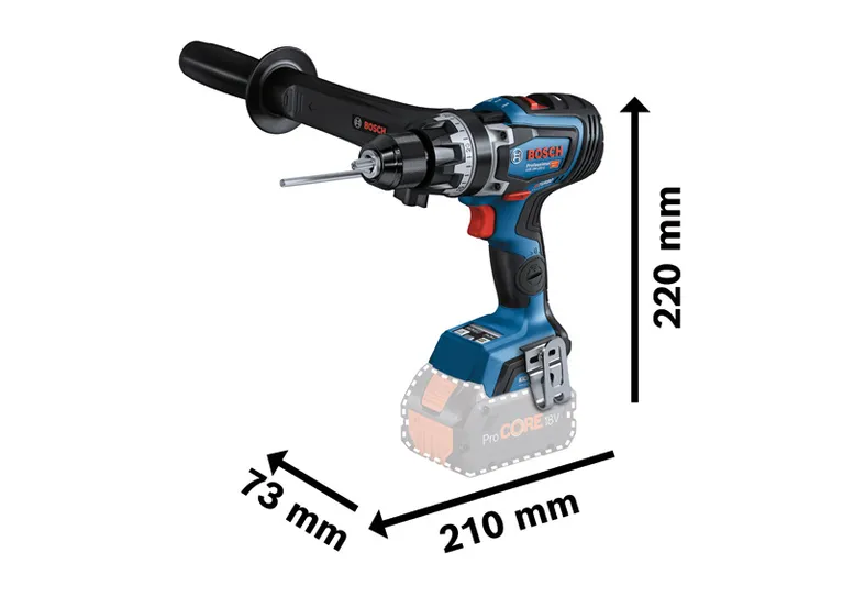 Bosch GSB 18V-150 C サイドハンドル付きコードレスコンビドリル。.