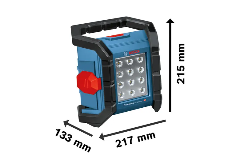 Bosch GLI 18V-1200 C 作業灯の寸法を示します。.