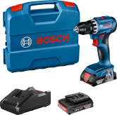 Bosch GSR 18V-45 ドリル セット (バッテリーと充電器付き)。