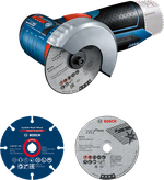 Bosch GWS 10.8V-76 コンパクトコードレスアングルグラインダー。