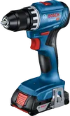 2Ah バッテリー搭載のBosch GSR 18V-45 コードレス ドリル。
