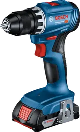 2Ah バッテリー搭載のBosch GSR 18V-45 コードレス ドリル。.