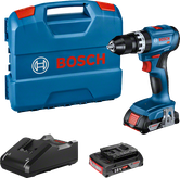 Bosch GSB 18V-45 コードレスドリルセット（ケース付き）。