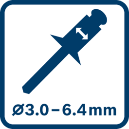  リベット径 3.0～6.4mm