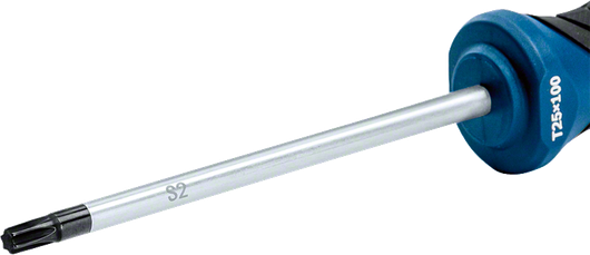 長い S2 スチール シャフトを備えたBosch T25×100 ドライバー。.