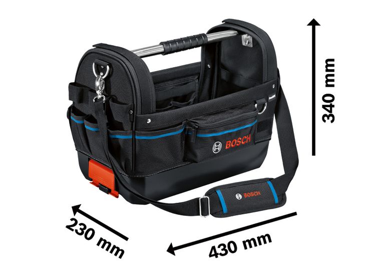 Bosch GWT 20 ツールバッグ（ショルダーストラップ付き）、430x230x340 mm。.