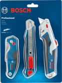Boschナイフセット 3 点、ユーティリティブレードとスナップオフブレード。