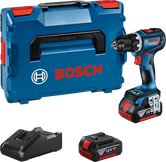 Bosch GSR 18V-90 C コードレスドリルセット（ケース付き）。