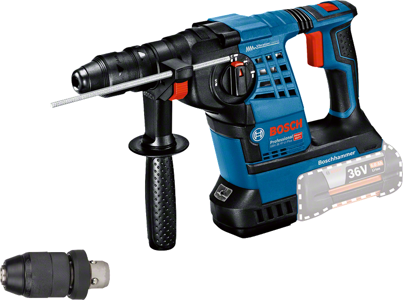 36V バッテリー搭載のBosch GBH 36 V-LI Plus 回転ハンマー。.