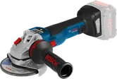 人間工学に基づいたハンドルを備えたBosch GWS18V-10SC アングルグラインダー。