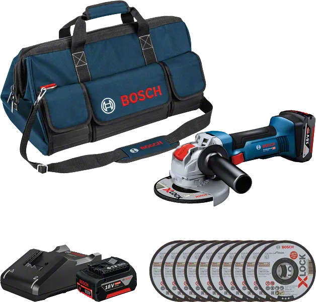 Bosch GWX 18V-8 コードレス アングル グラインダー キット (付属品付き)。.