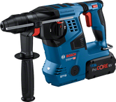 8Ah バッテリー搭載のBosch GBH 18V-28 C ロータリーハンマー。.