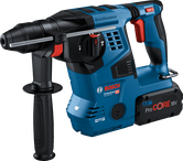 8Ah バッテリー搭載のBosch GBH 18V-28 C ロータリーハンマー。.