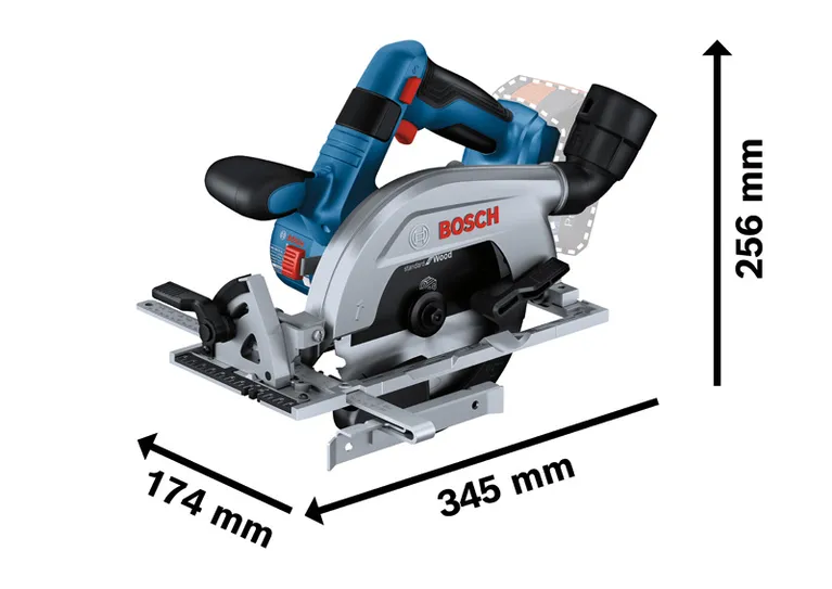 Bosch GKS 18V-57-2 L コードレス丸鋸、コンパクトなデザイン。.