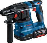 Boschロータリー ハンマー ドリル GBH 18V-22、5.0Ah バッテリー搭載。.