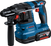 Boschロータリー ハンマー ドリル GBH 18V-22、5.0Ah バッテリー搭載。.