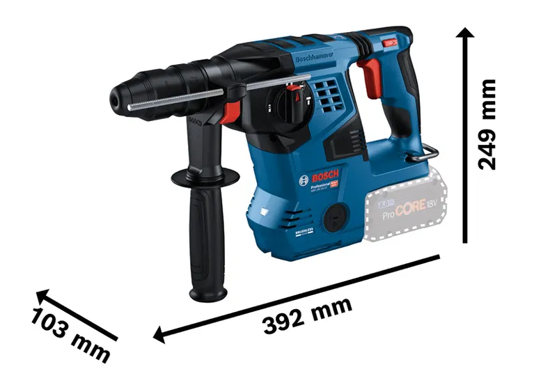 Bosch GBH 18V-28 CF コードレスロータリーハンマー（SDS プラス搭載）。.