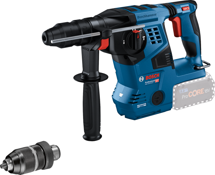 Bosch GBH 18V-28 サイドハンドル付き回転ハンマー。.