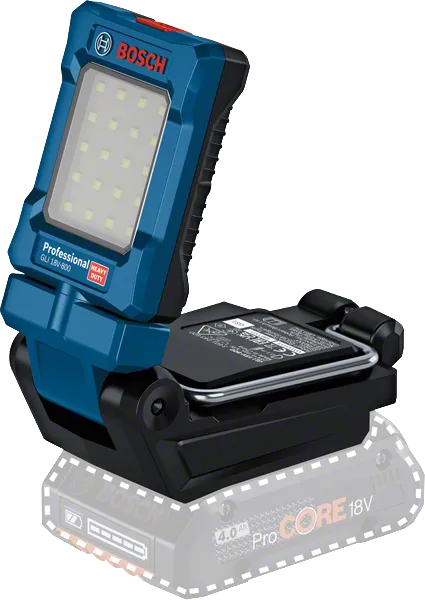 Bosch GLI 18V-800 コードレス作業灯（LED パネル付き）。.