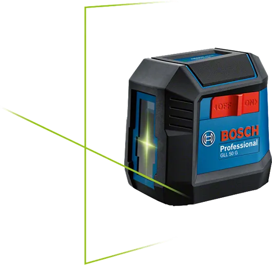 緑の線が付いたBosch GLL 50 G レーザー レベリング ツール。.