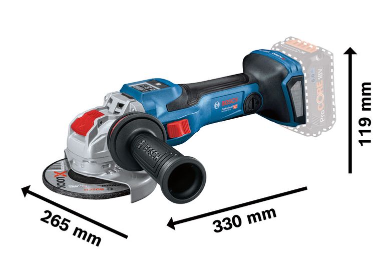 Bosch GWX 18V-15 SC コードレスアングルグラインダー（X-LOCK 搭載）