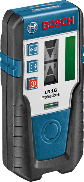 Bosch LR 1G レーザー レシーバー、IP65 防塵・防滴仕様。.